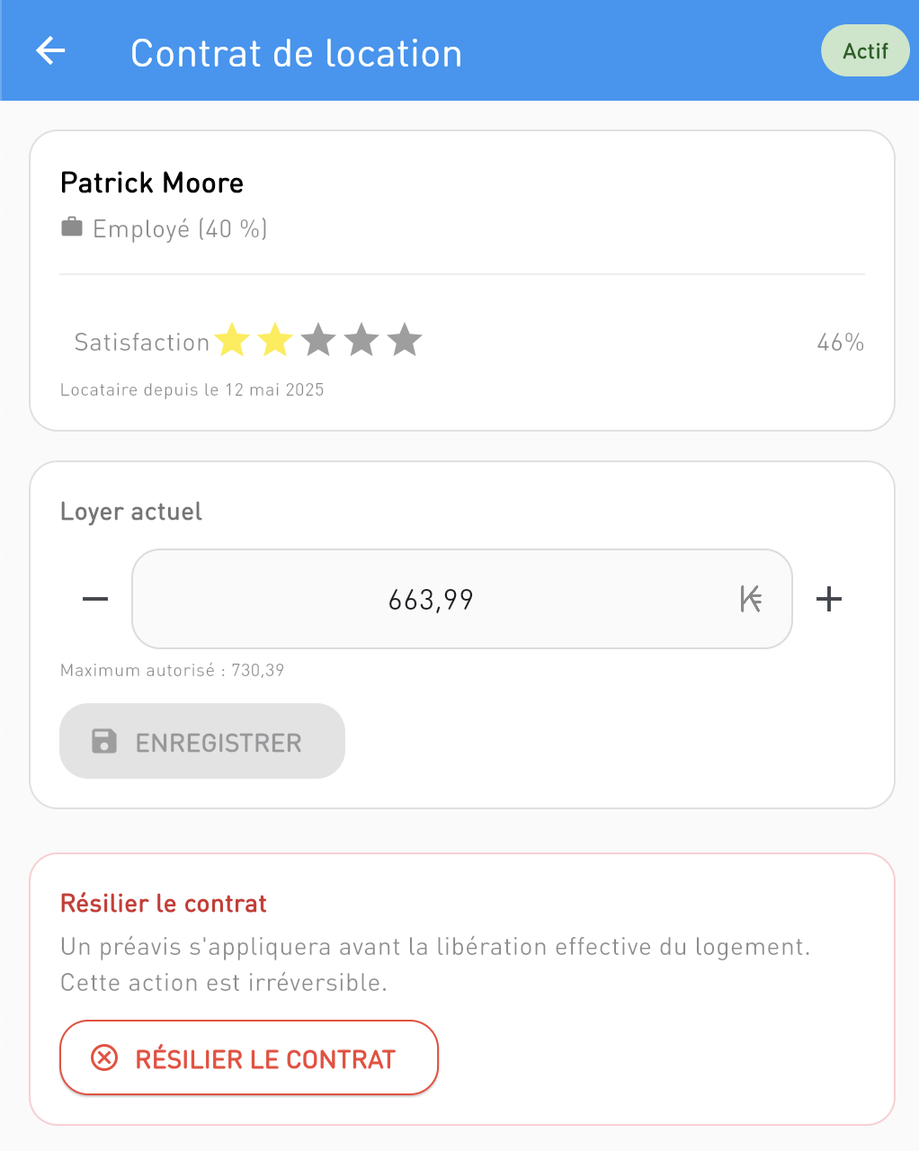 Investycoon rental contract screen